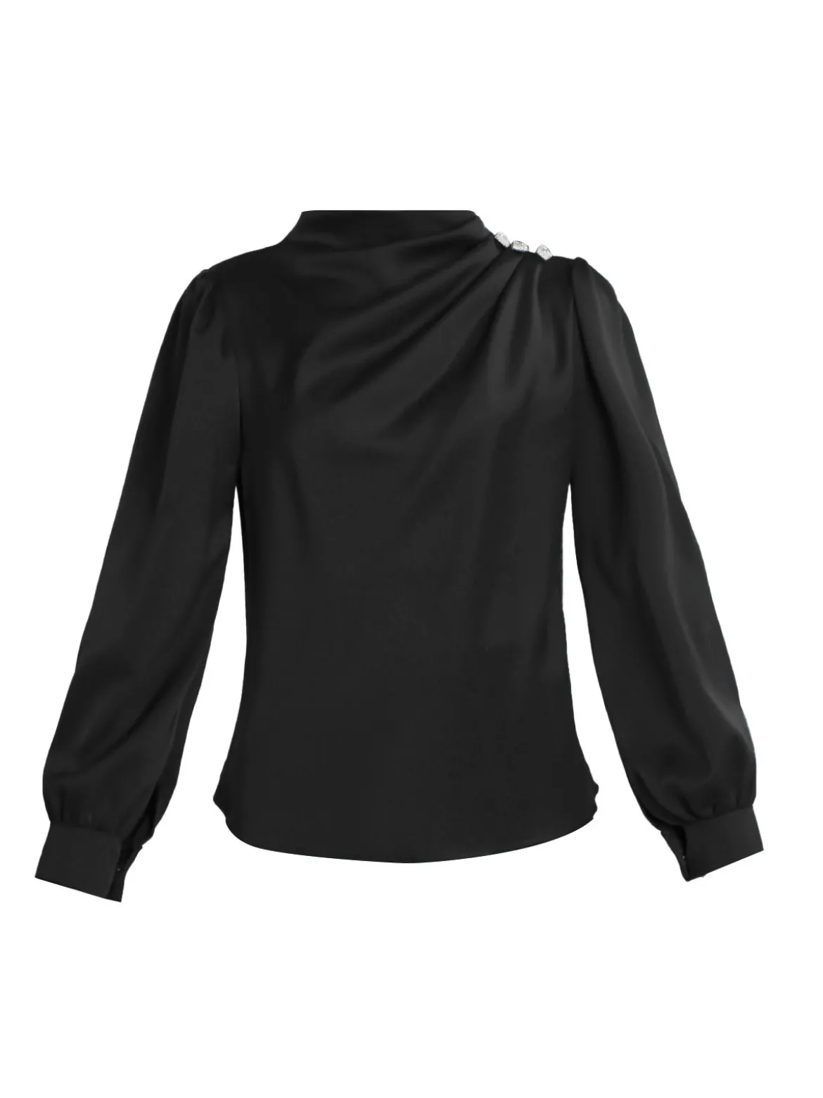 Jack Moda Blusa donna in raso con bottoni gioiello