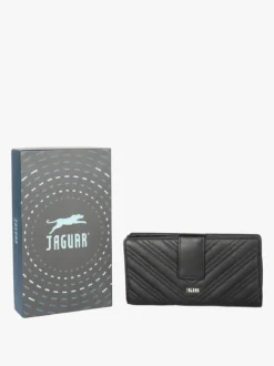 Jaguar Portafoglio in pelle da donna con bottone - nero