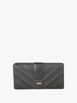 Jaguar Portafoglio in pelle da donna con bottone - nero