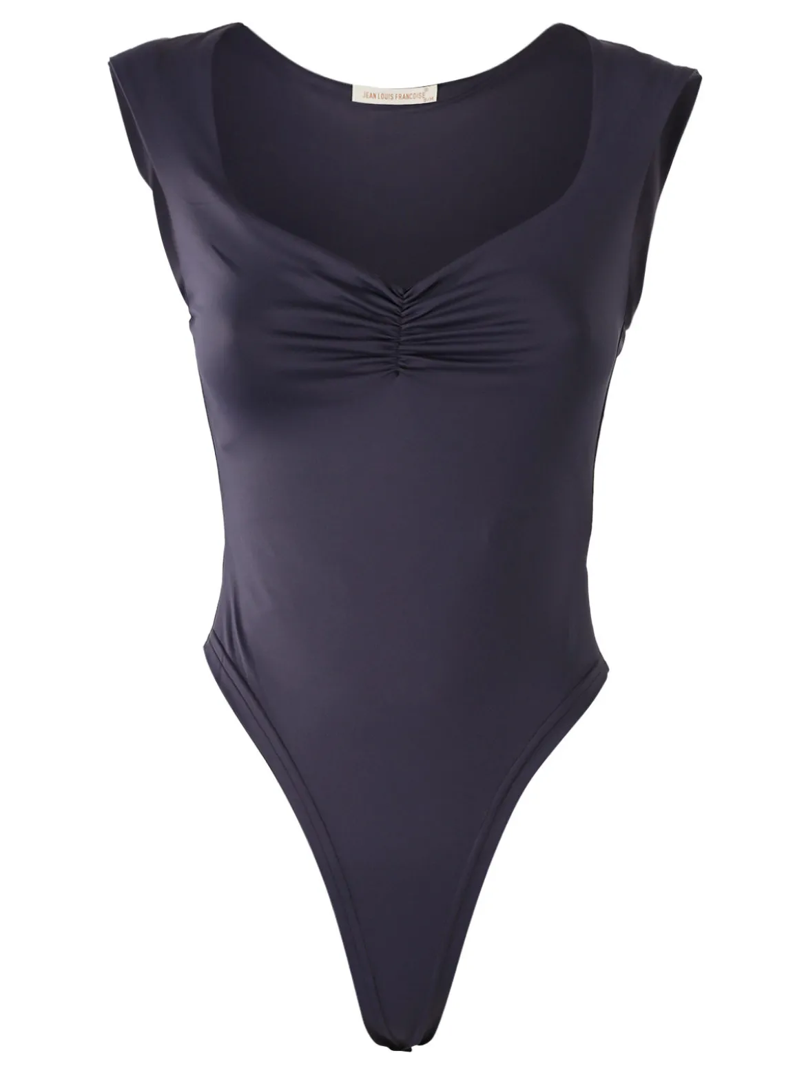 Jeans Louise Francoise Top body donna smanicato con scollo V arricciato - piombo