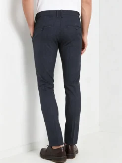 Jeans Yesed Pantaloni casual da uomo slim fit in cotone con stampa principe di galles - blu scuro
