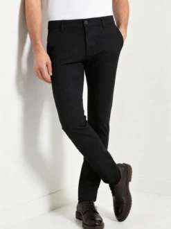 Jeans Yesed Pantaloni casual da uomo slim fit in cotone con stampa principe di galles - nero