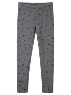 Jebellina Leggings da bambina cuori glitter con interno felpato - grigio
