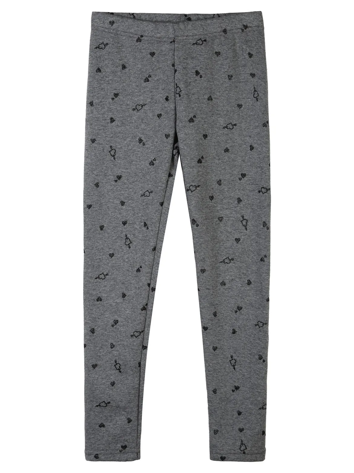 Jebellina Leggings da bambina cuori glitter con interno felpato - grigio