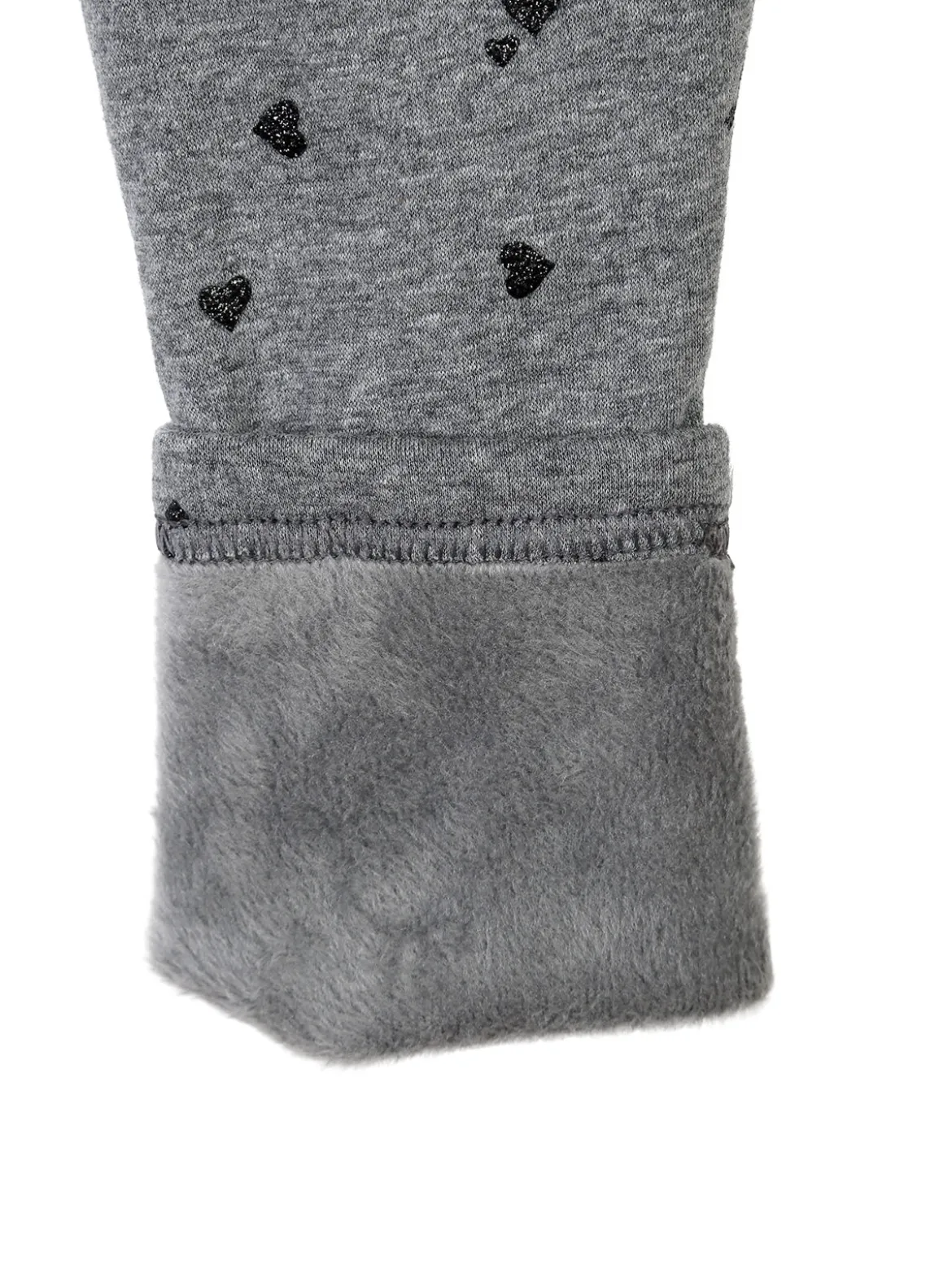 Jebellina Leggings da bambina cuori glitter con interno felpato - grigio