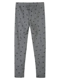 Jebellina Leggings da bambina cuori glitter con interno felpato - grigio