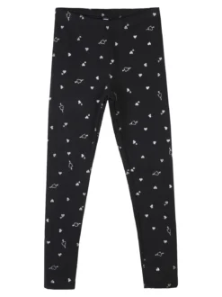 Jebellina Leggings da bambina cuori glitter con interno felpato - blu scuro