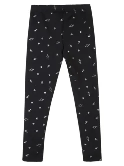 Jebellina Leggings da bambina cuori glitter con interno felpato - blu scuro