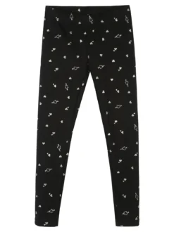 Jebellina Leggings da bambina cuori glitter con interno felpato - nero