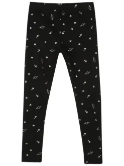 Jebellina Leggings da bambina cuori glitter con interno felpato - nero
