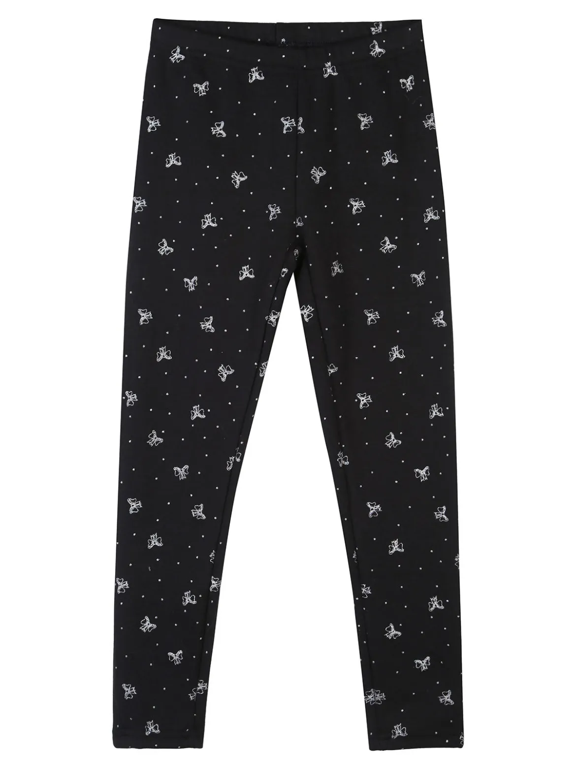 Jebellina Leggings da bambina fiocchi glitter con interno felpato - blu scuro