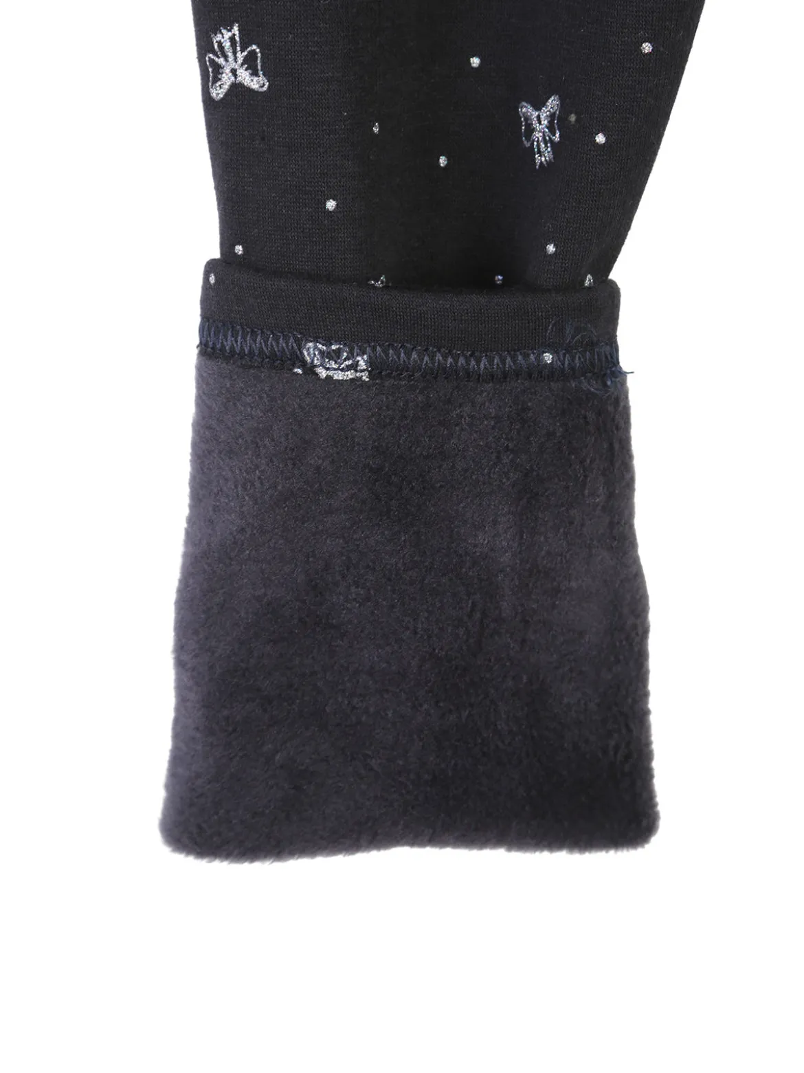 Jebellina Leggings da bambina fiocchi glitter con interno felpato - blu scuro
