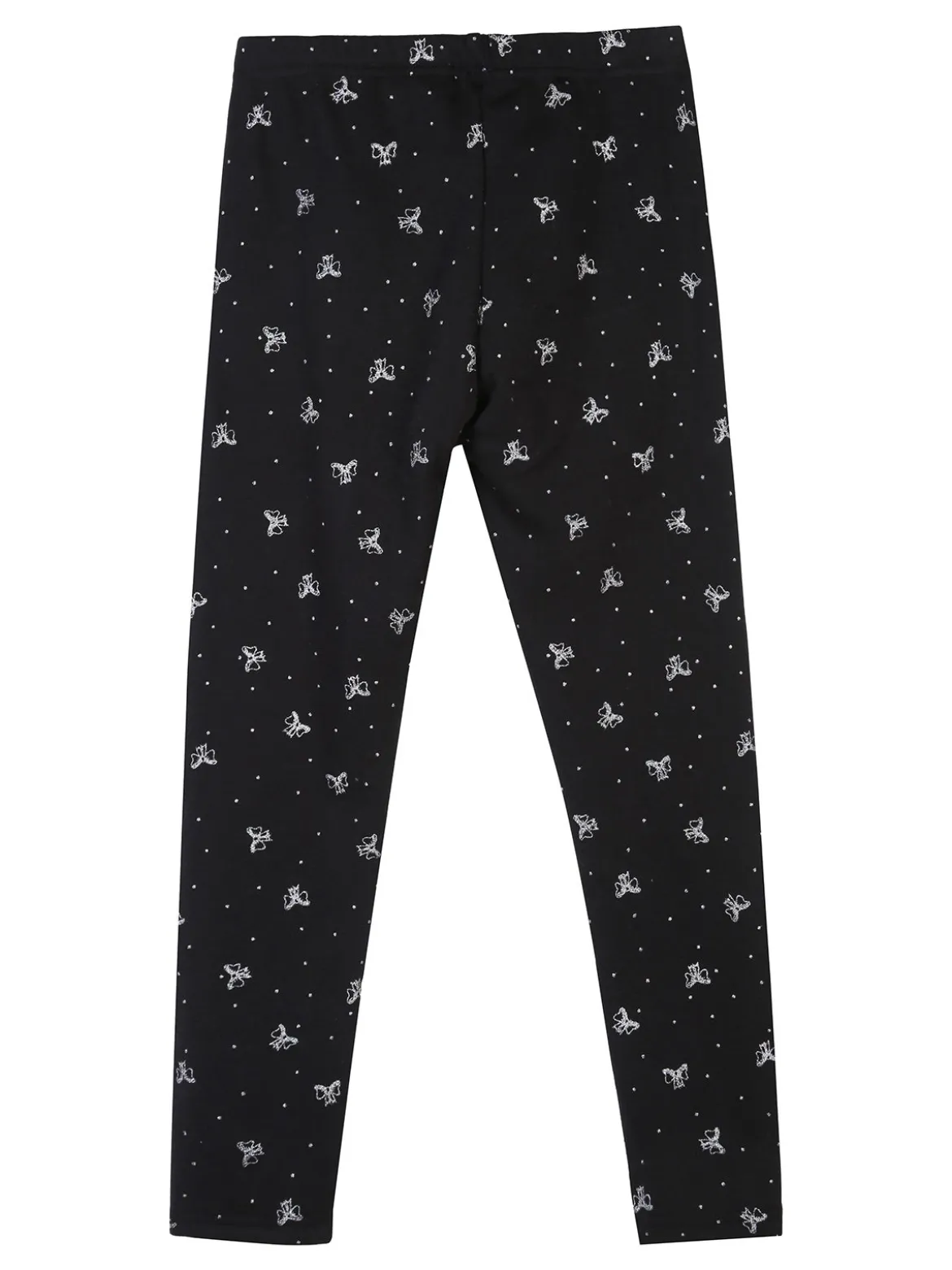 Jebellina Leggings da bambina fiocchi glitter con interno felpato - blu scuro