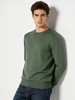 Johnny Looper Maglione girocollo da uomo in misto lana - verde