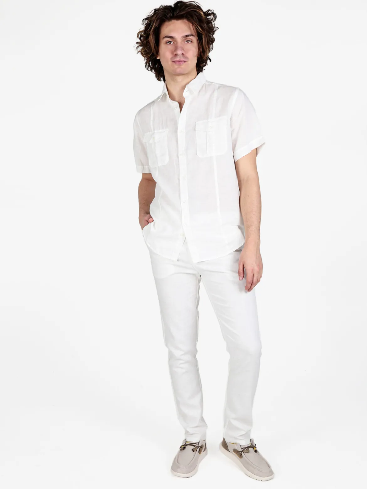 Johnny Looper Pantaloni da uomo in misto lino con coulisse