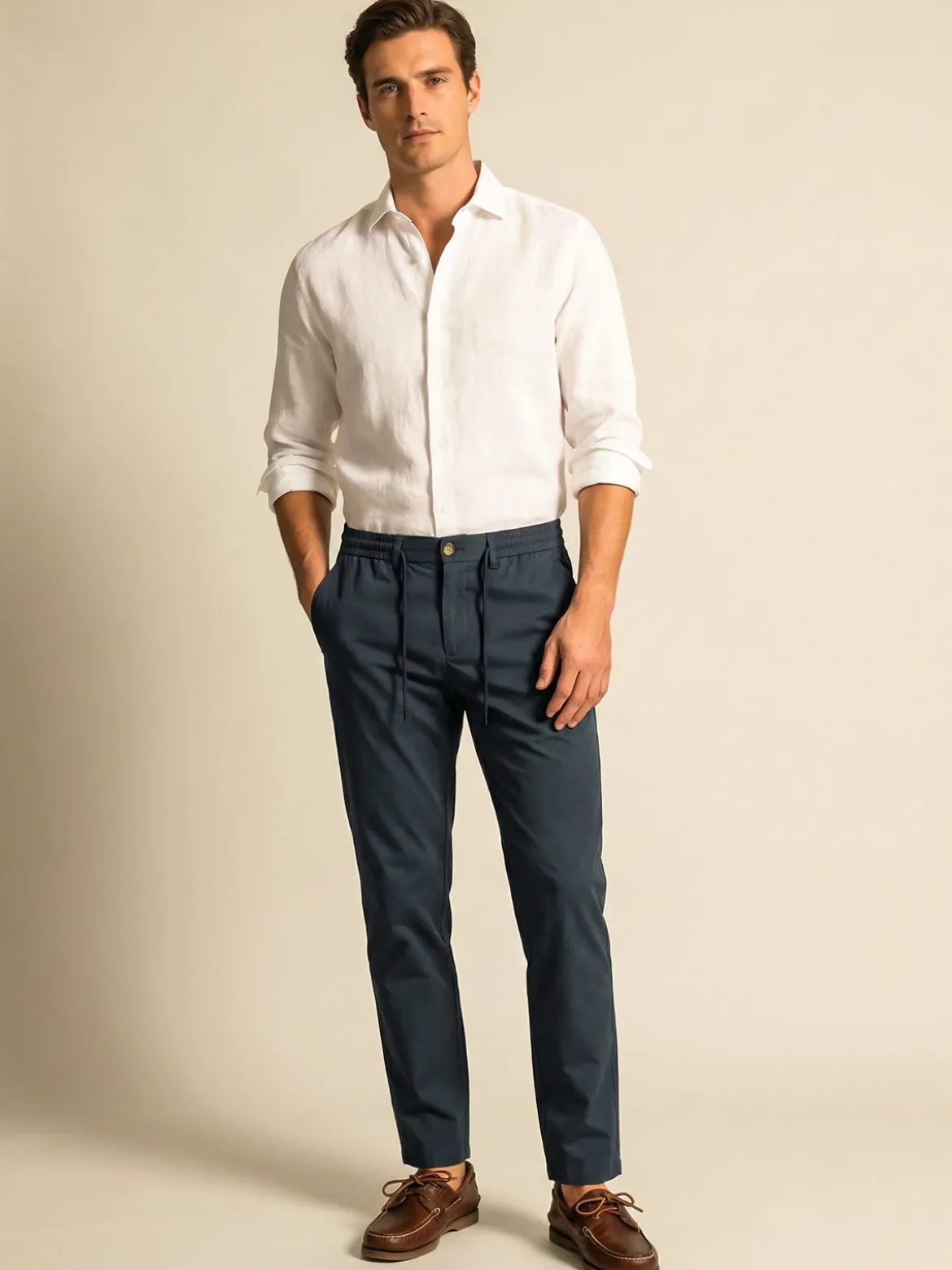 Johnny Looper Pantaloni da uomo super soft con coulisse - blu scuro