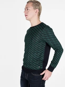 Johnny Looper Pullover da uomo girocollo con stampa bicolore sul davanti