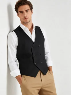Jonny Wolf Gilet elegante da uomo con bottoni a doppiopetto