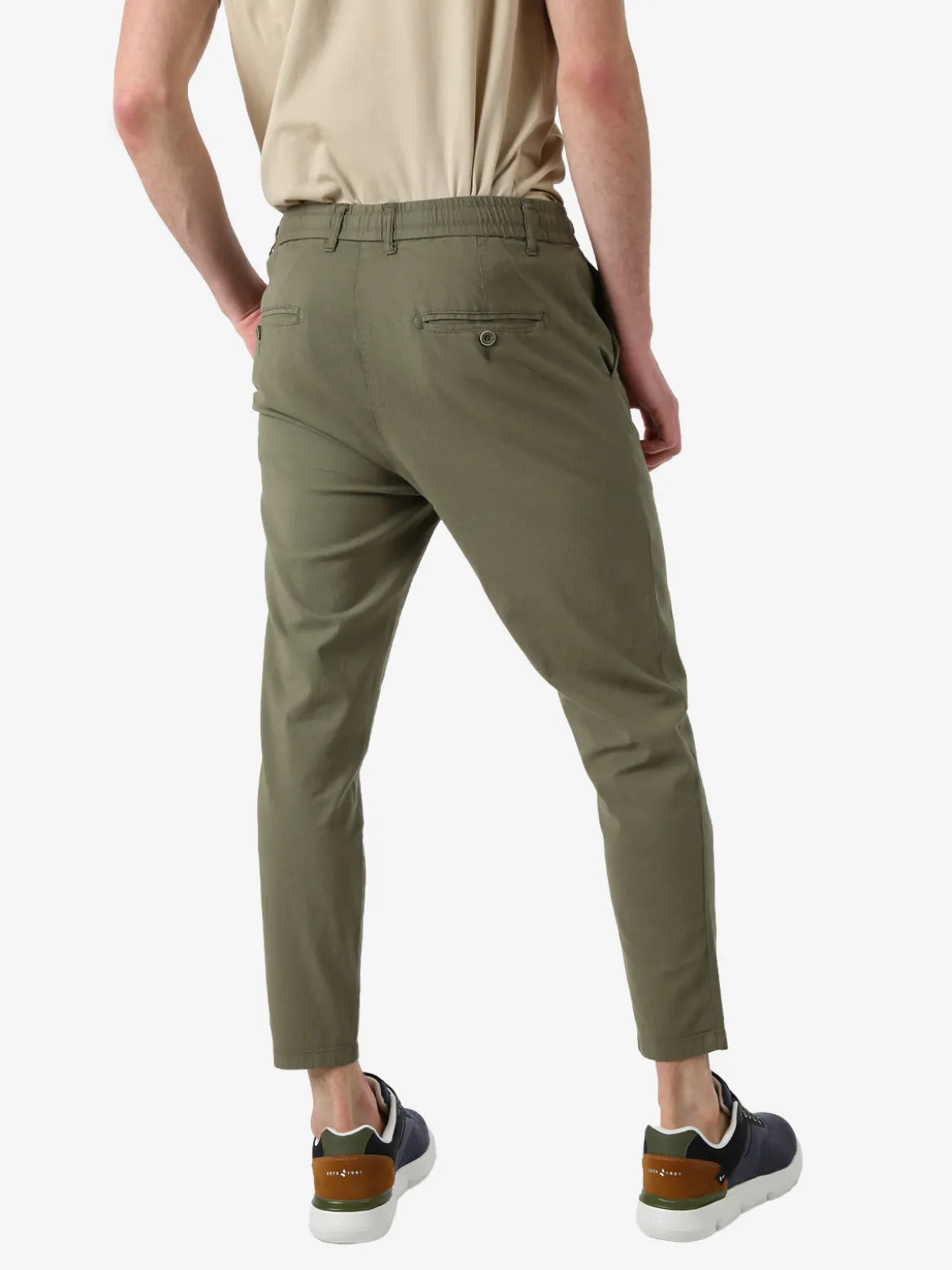 J.Sette Pantaloni casual da uomo in cotone con coulisse - militare