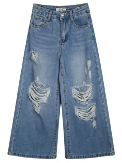 J Y Jeans baggy da bambina con strappi e strass - jeans
