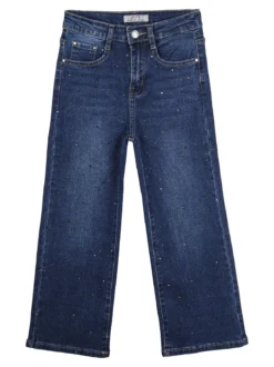 J Y Jeans da bambina a gamba larga con strass e borchie - jeans