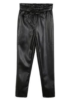J Y Pantaloni da bambina in ecopelle con cintura