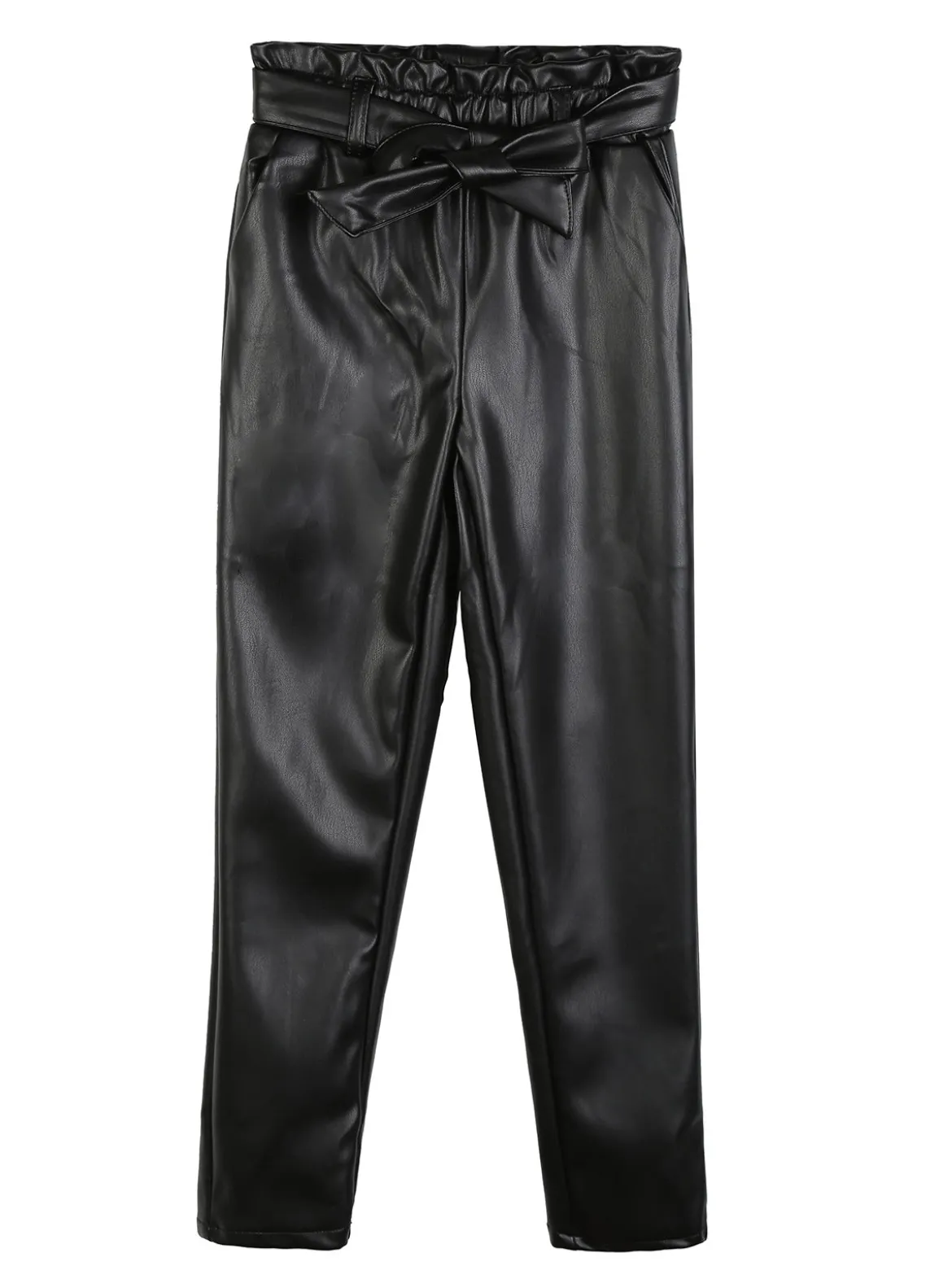 J Y Pantaloni da bambina in ecopelle con cintura
