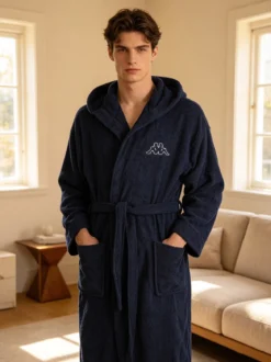 Kappa Accappatoio unisex in spugna con cappuccio - blu scuro