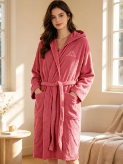 Kappa Accappatoio unisex in spugna con cappuccio - fucsia