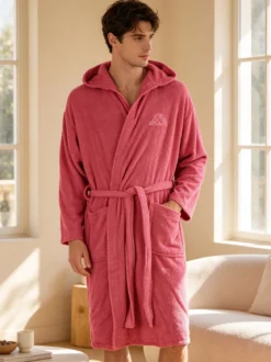 Kappa Accappatoio unisex in spugna con cappuccio - fucsia