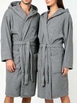 Kappa Accappatoio unisex in spugna con cappuccio - grigio