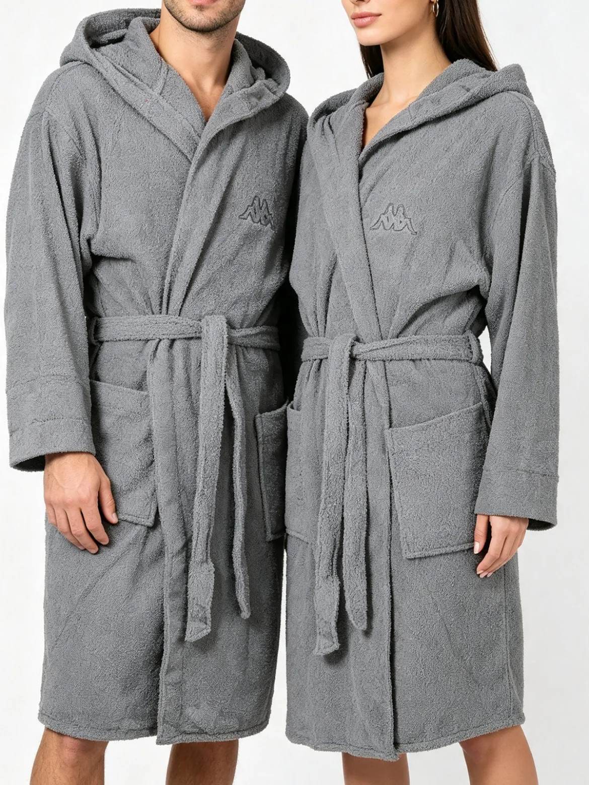 Kappa Accappatoio unisex in spugna con cappuccio - grigio