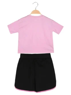 Kappa Completo corto da bambina con t-shirt cropped e shorts - rosa
