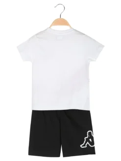 Kappa Completo corto da bambina in cotone con t-shirt e shorts - bianco