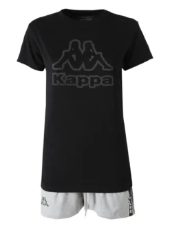 Kappa Completo corto da donna in cotone con logo - nero