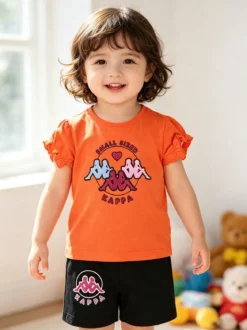 Kappa Completo corto da neonata 2 pezzi con t-shirt e shorts - arancione