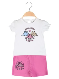 Kappa Completo corto da neonata 2 pezzi con t-shirt e shorts - bianco