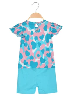 Kappa Completo corto da neonata 2 pezzi in cotone con maniche a volant e shorts - turchese