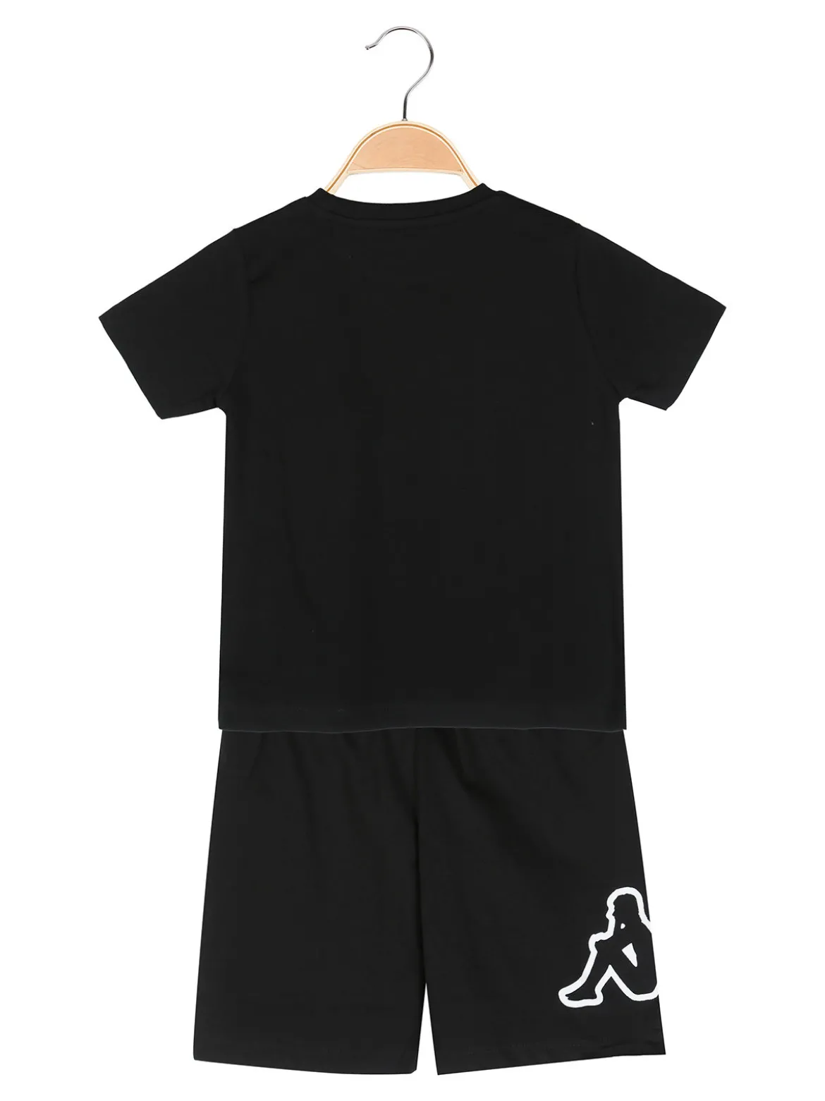 Kappa Completo corto da ragazza in cotone con t-shirt e shorts - nero