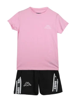 Kappa Completo corto in cotone da ragazza con t-shirt e shorts - rosa