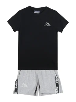 Kappa Completo corto in cotone da ragazza con t-shirt e shorts - nero