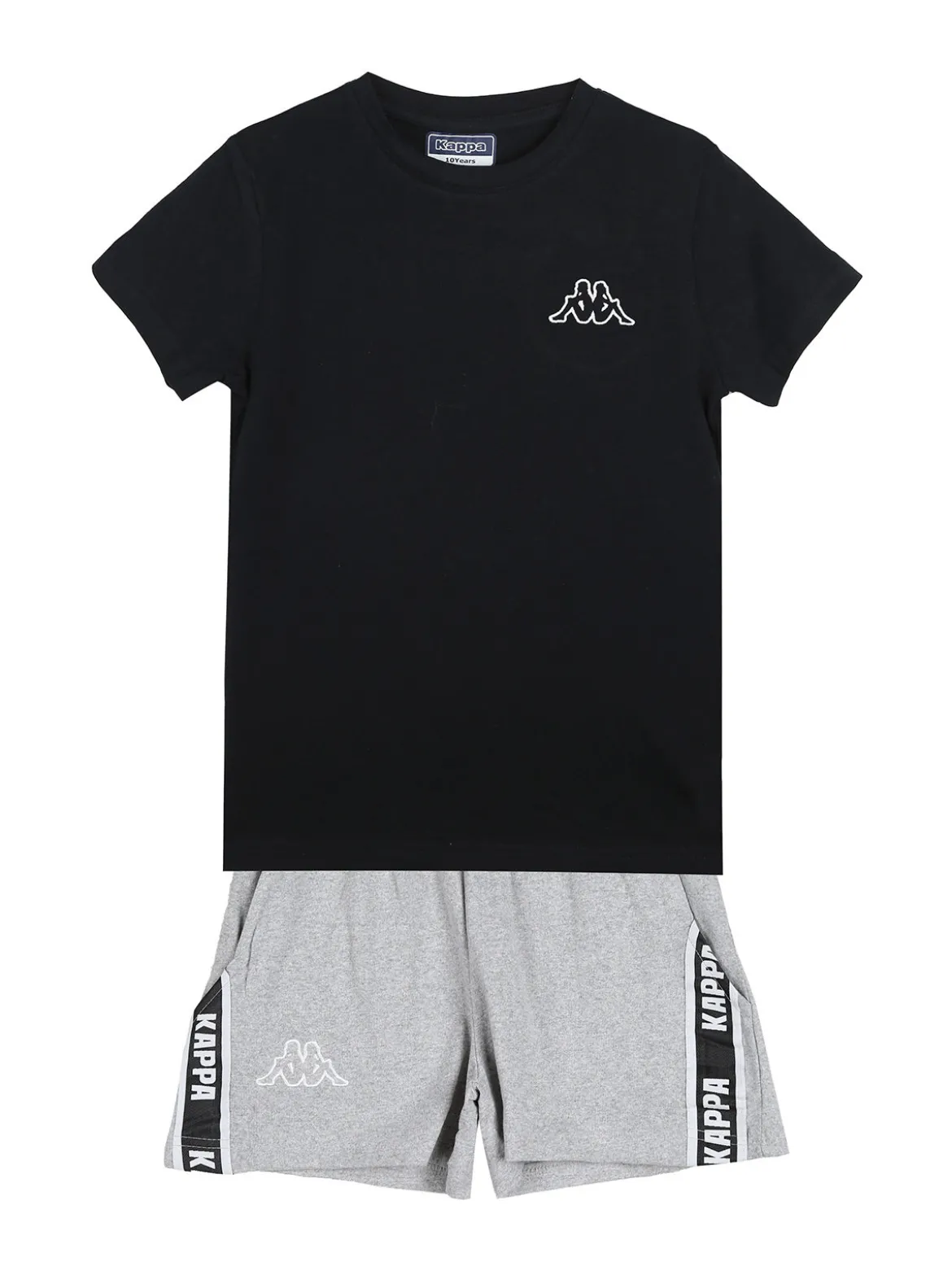 Kappa Completo corto in cotone da ragazza con t-shirt e shorts - nero