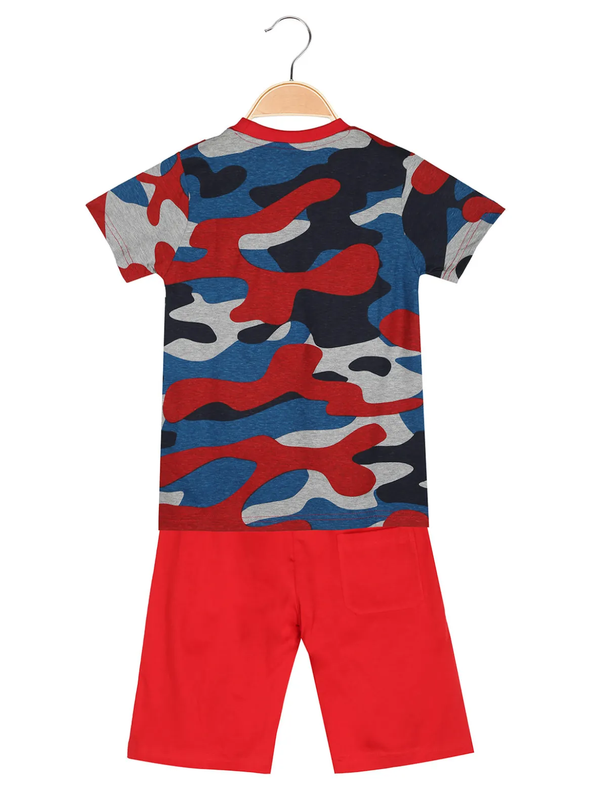 Kappa Completo corto 2 pezzi da bambino con t-shirt mimetica e bermuda - rosso