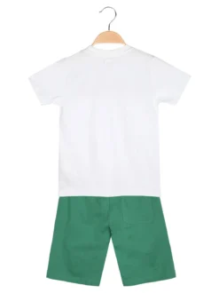 Kappa Completo corto 2 pezzi da bambino in cotone con t-shirt e bermuda - bianco