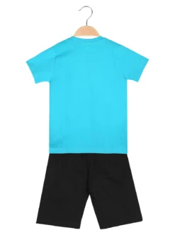 Kappa Completo corto 2 pezzi da bambino in cotone con t-shirt e bermuda - turchese