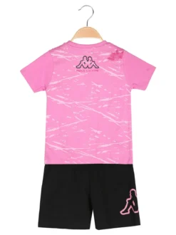 Kappa Completo corto 2 pezzi da ragazza in cotone con t-shirt e shorts - rosa
