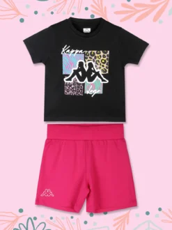 Kappa Completo corto 2 pezzi in cotone da ragazza con t-shirt e shorts