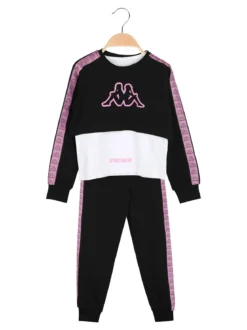 Kappa Completo da bambina 3 pezzi con felpa cropped e top con logo - nero