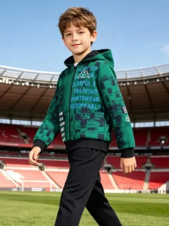 Kappa Completo da ragazzo 2 pezzi con cappuccio e zip - verde