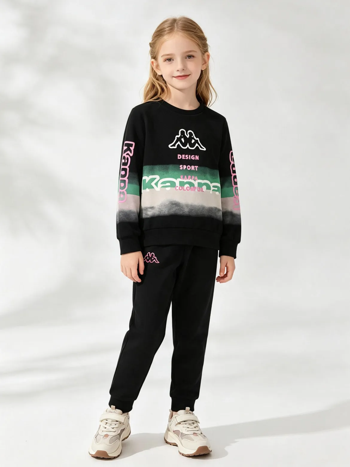 Kappa Completo girocollo da bambina felpato 2 pezzi - nero